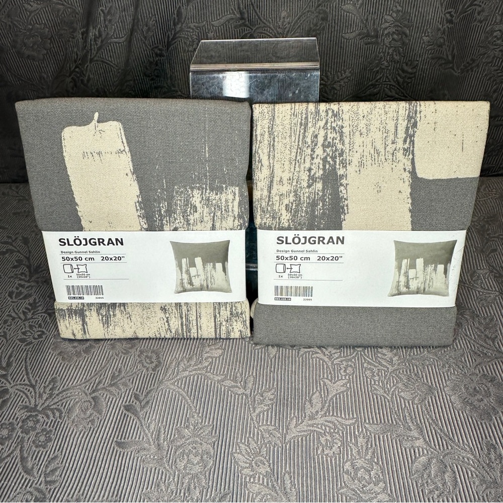 Ikea SLOJGRAN Pillow Cushion Cover 20"x20" Gray / Paint Strip